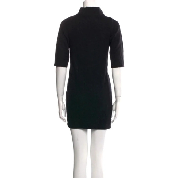 Vince 100% Cashmere Black Sweater Mini Dress with Mockneck and Ruched Front XS - Picture 3 of 17